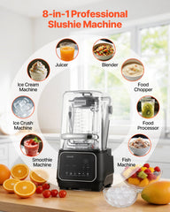 Blender, 2L Professional Countertop Blenders with Shield, 2200W 26000RPM Kitchen Food Processor Combo, Self-Cleaning, Speed Adjustable, 6 Preset Menu for Smoothies, Ice Crushing, Puree, Black