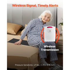Bed Alarm System for Elderly Adults, 14 x 30-inch Wireless Bed Sensor Pad with Pager, Safety Bed Alarms and Fall Prevention Pad for Home, Hospital, Rehabilitation Center