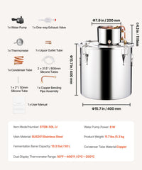 Moonshine Still 13 Gal Water Alcohol Distiller Brewing Kit Stainless Steel