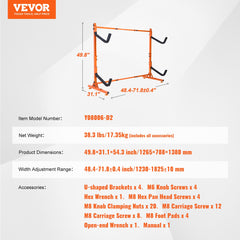 Freestanding Kayak Storage Rack, Kayak Stand for 2 Kayak Canoe Paddleboard, Heavy-duty Steel Kayak Hanger Holder with Padded Arms and Adjustable Width, 79.5kg Max Load, for Indoor Outdoor Garage