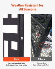Metal Privacy Screen, 120 x 193cm, Outdoor Privacy Screens 3-Panel, Freestanding Outdoor Divider with Stand, Decorative Garden Steel Privacy Fence for Balcony Patio Indoor Room Hot Tub Black