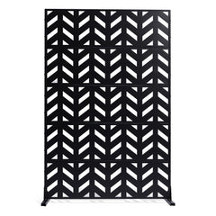 Metal Privacy Screen, 47" W x 72" H, Outdoor Privacy Screens 5-Panel, Freestanding Outdoor Divider with Stand, Decorative Garden Steel Privacy Fence for Balcony Patio Indoor Room Black