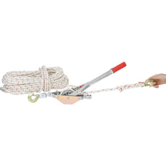 Rope Puller, 3/4 Ton Pulling Capacity, with 30.48 m of 15 mm dia. Rope, 2 Hook, Come Along Winch, Heavy Duty Ratchet Power Puller Tool for Moving Boats, Securing Items, Transporting Logs