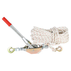 Rope Puller, 3/4 Ton Pulling Capacity, with 30.48 m of 15 mm dia. Rope, 2 Hook, Come Along Winch, Heavy Duty Ratchet Power Puller Tool for Moving Boats, Securing Items, Transporting Logs