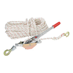 Rope Puller, 3/4 Ton Pulling Capacity, with 30.48 m of 15 mm dia. Rope, 2 Hook, Come Along Winch, Heavy Duty Ratchet Power Puller Tool for Moving Boats, Securing Items, Transporting Logs