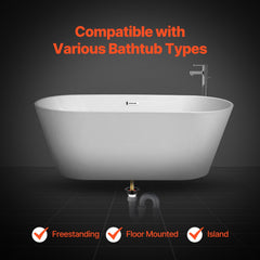 PVC Freestanding Tub Drain Kit, 2 Brass Tail Pipes, Bathtub Drain Rough-in Kit, with PVC Adapter of Tailpiece, Compatible with Freestanding Bathtubs, Floor Mounted Bathtubs and Island Bathtubs