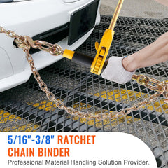 Ratchet Chain Binder, 5/16"-3/8" Heavy Duty Load Binders with G80 Chains, 7100 lbs Secure Load Limit, Labor-saving Anti-skid Handle, Tie Down Hauling Chain Binders for Flatbed Truck Trailer, 2 P