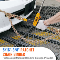 Ratchet Chain Binder, 5/16"-3/8" Heavy Duty Load Binders with G80 Chains, 7100 lbs Secure Load Limit, Labor-saving Anti-skid Handle, Tie Down Hauling Chain Binders for Flatbed Truck Trailer, 2 P