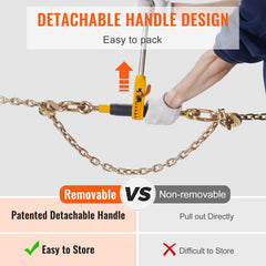 Ratchet Chain Binder 2PCS, 0.9-1.2 cm Heavy Duty Load Binders, with G80 Chains 5443 kg Secure Load Limit, Labor-saving Anti-skid Handle, Tie Down Hauling Chain Binders for Flatbed Truck Trailer