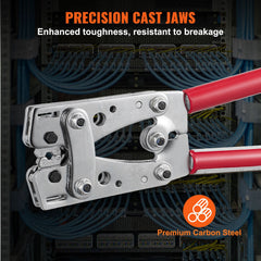 Battery Cable Lug Crimping Tool, 10-1/0AWG Aluminum Terminal Battery Lug Crimper, with 60PCS Aluminum Ring Connectors Terminals 6 Wire Sizes Crimping Die, for Heavy Duty Wire Lugs