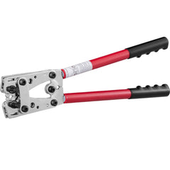 Battery Cable Lug Crimping Tool, 10-1/0AWG Aluminum Terminal Battery Lug Crimper, with 60PCS Aluminum Ring Connectors Terminals 6 Wire Sizes Crimping Die, for Heavy Duty Wire Lugs