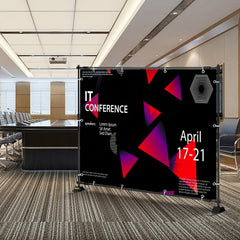 Telescopic Backdrop Banner Stand 8' x 8' Banner Stand Adjustable Step and Repeat Backdrop Banner Stand Retractable Banner Stand with Carrying Bag (8 ft)