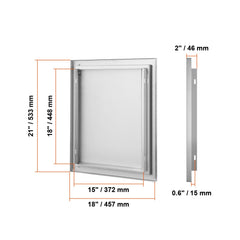BBQ Access Door, 457x533 mm Single Outdoor Kitchen Door, Stainless Steel Flush Mount Door, Wall Vertical Door with Recessed Handle, for BBQ Island, Grilling Station, Outside Cabinet