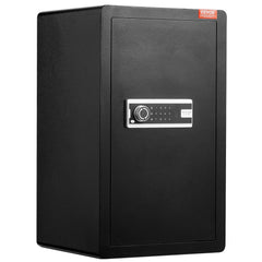 Single Door 4.0 cu.ft Safe Box with Key Lock & Password, Safe Lock Box with Fireproof Bag, Key Rack, LED Light, 2 Shelves, and 1 Cabinet for Money, Documents, Jewelry, and Valuables, Black