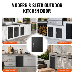 BBQ Access Door, 415x570 mm Single Outdoor Kitchen Door, Cold Plate Flush Mount Door, Wall Vertical Door with Handle, for BBQ Island, Grilling Station, Outside Cabinet