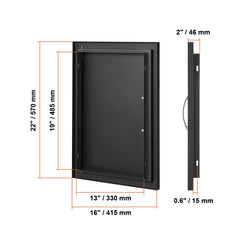 BBQ Access Door, 415x570 mm Single Outdoor Kitchen Door, Cold Plate Flush Mount Door, Wall Vertical Door with Handle, for BBQ Island, Grilling Station, Outside Cabinet