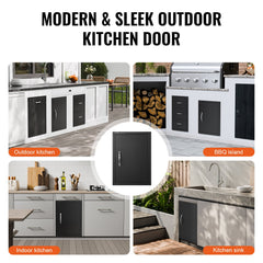 BBQ Access Door, 415x570 mm Single Outdoor Kitchen Door, Cold Plate Flush Mount Door, Wall Vertical Door with Handle, for BBQ Island, Grilling Station, Outside Cabinet