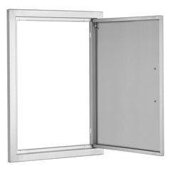BBQ Access Door, 432x610 mm Single Outdoor Kitchen Door, Stainless Steel Flush Mount Door, Wall Vertical Door with Handle, for BBQ Island, Grilling Station, Outside Cabinet