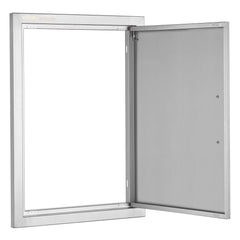 BBQ Access Door, 457x610 mm Single Outdoor Kitchen Door, Stainless Steel Flush Mount Door, Wall Vertical Door with Handle, for BBQ Island, Grilling Station, Outside Cabinet