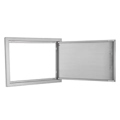 BBQ Access Door, 610x432 mm Single Outdoor Kitchen Door, Stainless Steel Flush Mount Door, Wall Vertical Door with Handle, for BBQ Island, Grilling Station, Outside Cabinet