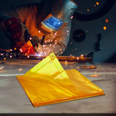 Welding Screen with Frame, 6' x 6' Welding Curtain Screen, Flame-Resistant Vinyl Welding Protection Screen on 4 Swivel Wheel (2 Lockable), Moveable & Professional for Workshop/Industrial, Yellow