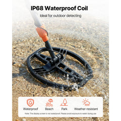 Metal Detector for Adults, 254 mm, Professional High Accuracy Gold Detector, IP68 Waterproof Search Coil with Display, Headphones, 5 Modes, Adjustable Length, for Detecting Gold Treasure Hunting