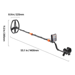 Metal Detector for Adults, 254 mm, Professional High Accuracy Gold Detector, IP68 Waterproof Search Coil with Display, Headphones, 5 Modes, Adjustable Length, for Detecting Gold Treasure Hunting