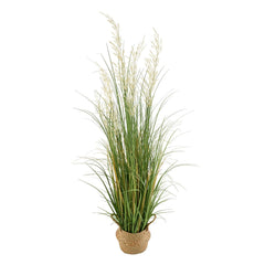 Artificial Grass Plant, 1194mm Reed Flower Grass in Pot, Premium PVC Faux Fake Greenery Shrubs Plant for Indoor Outdoor House Home Garden Office Room Décor, Housewarming, 1 Pack Green