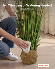 Artificial Grass Plant, 1194mm Reed Flower Grass in Pot, Premium PVC Faux Fake Greenery Shrubs Plant for Indoor Outdoor House Home Garden Office Room Décor, Housewarming, 1 Pack Green