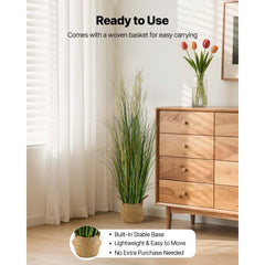 Artificial Grass Plant, 1194mm Reed Flower Grass in Pot, Premium PVC Faux Fake Greenery Shrubs Plant for Indoor Outdoor House Home Garden Office Room Décor, Housewarming, 1 Pack Green