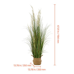 Artificial Grass Plant, 1194mm Reed Flower Grass in Pot, Premium PVC Faux Fake Greenery Shrubs Plant for Indoor Outdoor House Home Garden Office Room Décor, Housewarming, 1 Pack Green