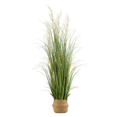 Artificial Grass Plant, 1194mm Reed Flower Grass in Pot, Premium PVC Faux Fake Greenery Shrubs Plant for Indoor Outdoor House Home Garden Office Room Décor, Housewarming, 1 Pack Green