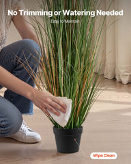 Artificial Grass Plant, 2 Pack 1194mm Reed Flower Grass in Pot, Premium PVC Faux Fake Greenery Shrubs Plant for Indoor Outdoor House Home Garden Office Room Décor, Housewarming, Green
