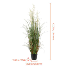 Artificial Grass Plant, 2 Pack 1194mm Reed Flower Grass in Pot, Premium PVC Faux Fake Greenery Shrubs Plant for Indoor Outdoor House Home Garden Office Room Décor, Housewarming, Green