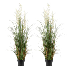Artificial Grass Plant, 2 Pack 1194mm Reed Flower Grass in Pot, Premium PVC Faux Fake Greenery Shrubs Plant for Indoor Outdoor House Home Garden Office Room Décor, Housewarming, Green