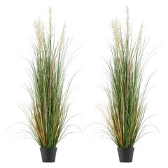 Artificial Grass Plant, 2 Pack 1194mm Reed Flower Grass in Pot, Premium PVC Faux Fake Greenery Shrubs Plant for Indoor Outdoor House Home Garden Office Room Décor, Housewarming, Green