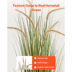 Artificial Grass Plant, 2 Pack 1194mm Horsetail Reed Grass in Pot, Premium PVC Faux Fake Greenery Shrubs Plant for Indoor Outdoor House Home Garden Office Room Décor, Housewarming, Green