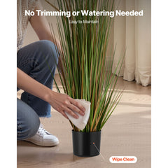 Artificial Grass Plant, 2 Pack 1194mm Horsetail Reed Grass in Pot, Premium PVC Faux Fake Greenery Shrubs Plant for Indoor Outdoor House Home Garden Office Room Décor, Housewarming, Green