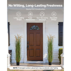 Artificial Grass Plant, 2 Pack 1499mm Horsetail Reed Grass in Pot, Premium PVC Faux Fake Greenery Shrubs Plant for Indoor Outdoor House Home Garden Office Room Décor, Housewarming, Green