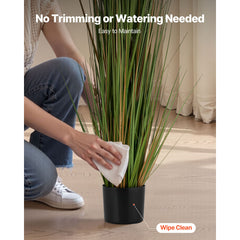 Artificial Grass Plant, 2 Pack 1499mm Horsetail Reed Grass in Pot, Premium PVC Faux Fake Greenery Shrubs Plant for Indoor Outdoor House Home Garden Office Room Décor, Housewarming, Green