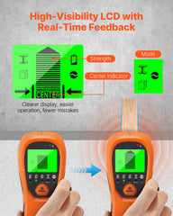 Stud Finder Wall Scanner, 5 in 1, Electronic Wall Stud Detector with Smart Sensor, High-Definition LCD Display and Audio Alarm, for the Center and Edge of Metal, AC Wire, Joists, Pipes, Orange