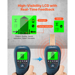 Stud Finder Wall Scanner, 5 in 1, Electronic Wall Stud Detector with Smart Sensor, High-Definition LCD Display and Audio Alarm, for the Center and Edge of Metal, AC Wire, Joists, Pipes, Blue