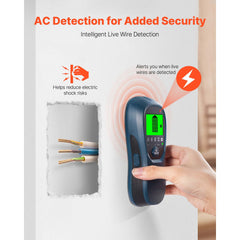 Stud Finder Wall Scanner, 5 in 1, Electronic Wall Stud Detector with Smart Sensor, High-Definition LCD Display and Audio Alarm, for the Center and Edge of Metal, AC Wire, Joists, Pipes, Blue