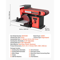 152.4mm Disc Sander & 101.6mm x 914.4mm Belt Sander, 400W Professional Belt Disc Sanders Combo with 0 - 45° Adjustable Worktable, Dust Collection Port for Woodworking & DIY Crafting