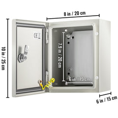 NEMA Steel Enclosure, 25 x 20 x 15 cm NEMA 4X Steel Electrical Box, IP66 Waterproof & Dustproof, Outdoor/Indoor Electrical Junction Box, with Mounting Plate