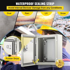 NEMA Steel Enclosure, 25 x 20 x 15 cm NEMA 4X Steel Electrical Box, IP66 Waterproof & Dustproof, Outdoor/Indoor Electrical Junction Box, with Mounting Plate