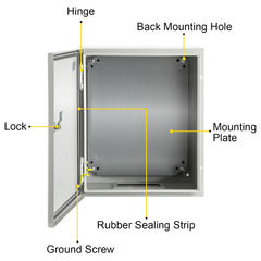 NEMA Steel Enclosure, 25 x 20 x 15 cm NEMA 4X Steel Electrical Box, IP66 Waterproof & Dustproof, Outdoor/Indoor Electrical Junction Box, with Mounting Plate