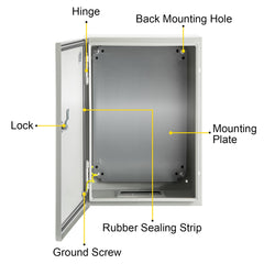 NEMA Steel Enclosure ,12 x 8 x 6\'\' NEMA 4X Steel Electrical Box, IP66 Waterproof & Dustproof, Outdoor/Indoor Electrical Junction Box, with Mounting Plate