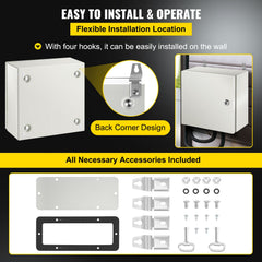 NEMA Steel Enclosure, 12 x 12 x 6''steel electrical box
electrical enclosur NEMA 4X Steel Electrical Box, IP66 Waterproof & Dustproof, Outdoor/Indoor Electrical Junction Box, with Mounting Plat