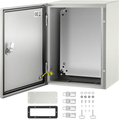 Steel Electrical Box 16'' x 12'' x 8'' Electrical Enclosure Box, Carbon Steel Hinged Junction Box, IP65 Weatherproof Metal Box Wall-Mounted Electronic Equipment Enclosure Box with Mounting Plate